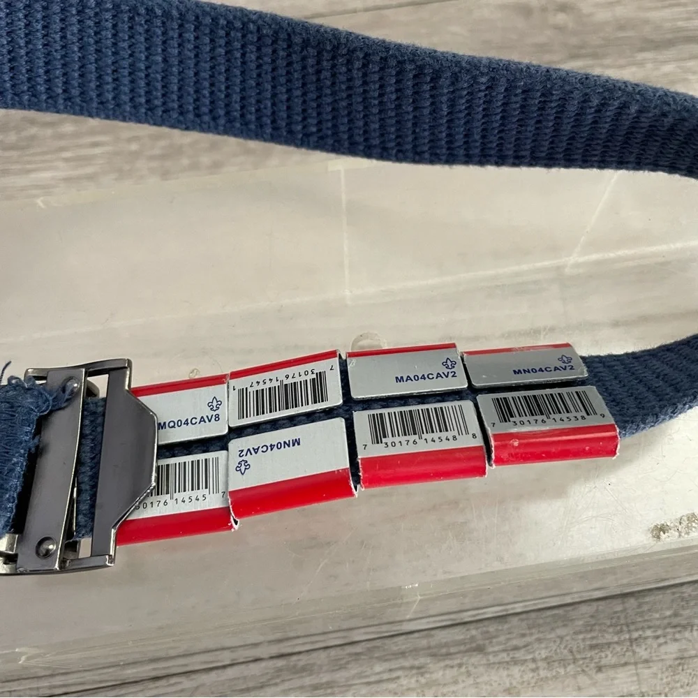 Boyscouts Blue Web Belt Size 28 with 9 Merit Metal Slides Sliders